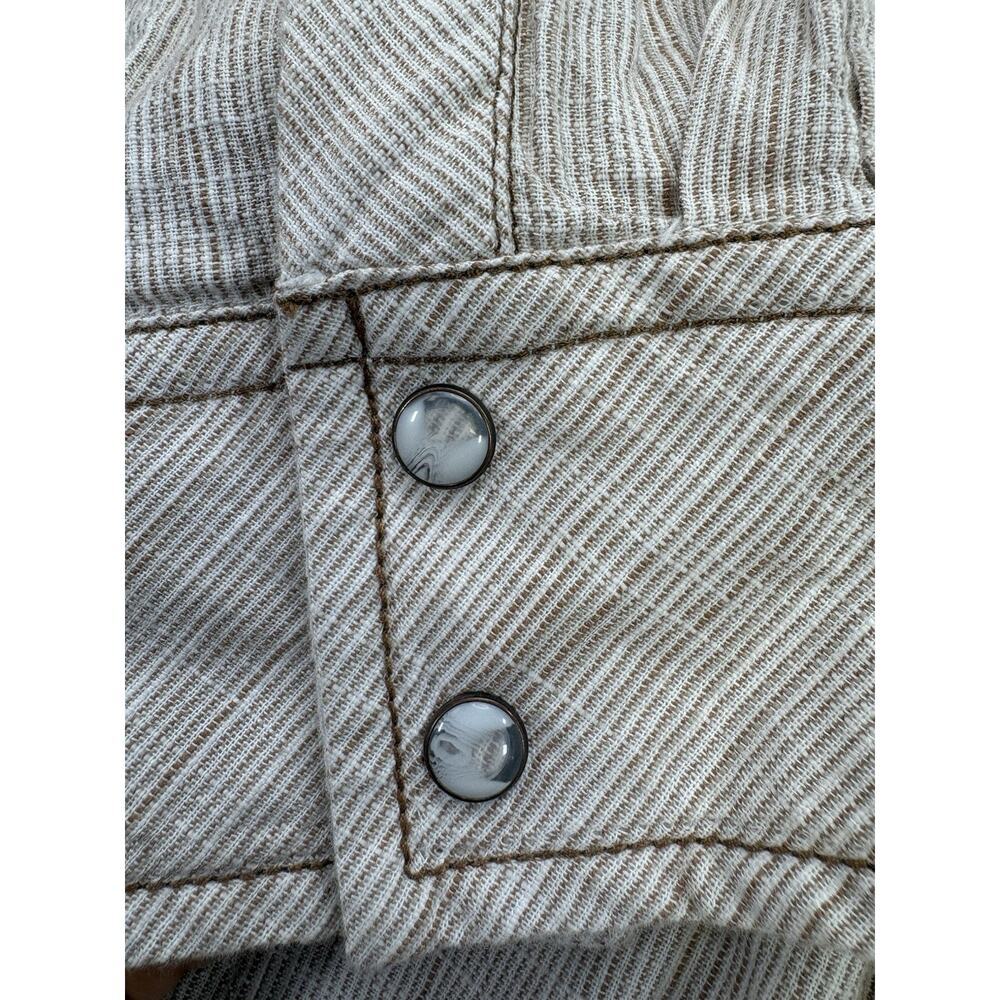 BKE Men’s 2XL Athletic Fit Western Pearl Snap Shirt Textured Striped Cream Brown - Picture 8 of 10